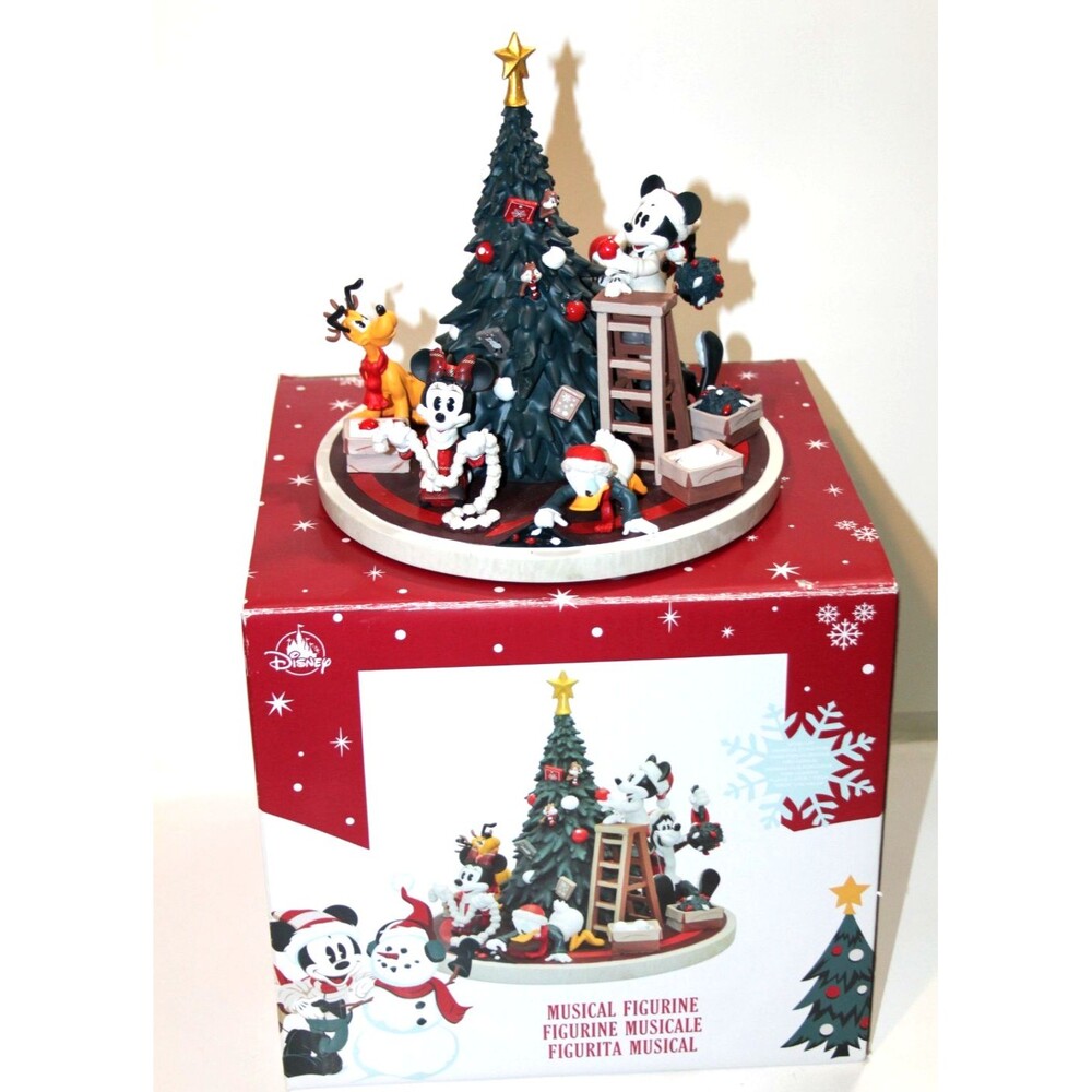 Walt's Holiday Lodge Disney Mickey Friends Musical Christmas Tree Figurine Decor